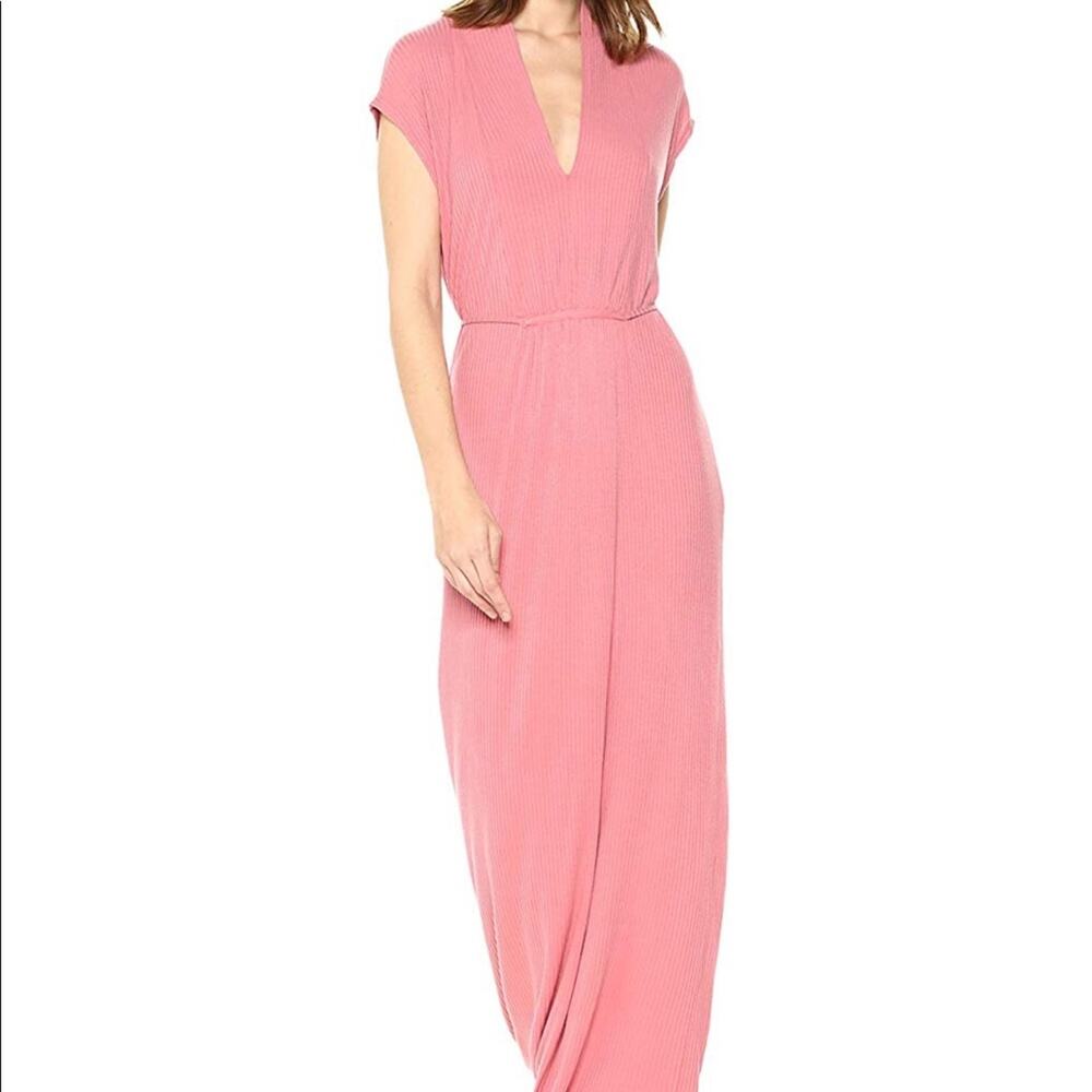 Lucky Brand Rose Colored Ribbed Maxi Dress Size XL